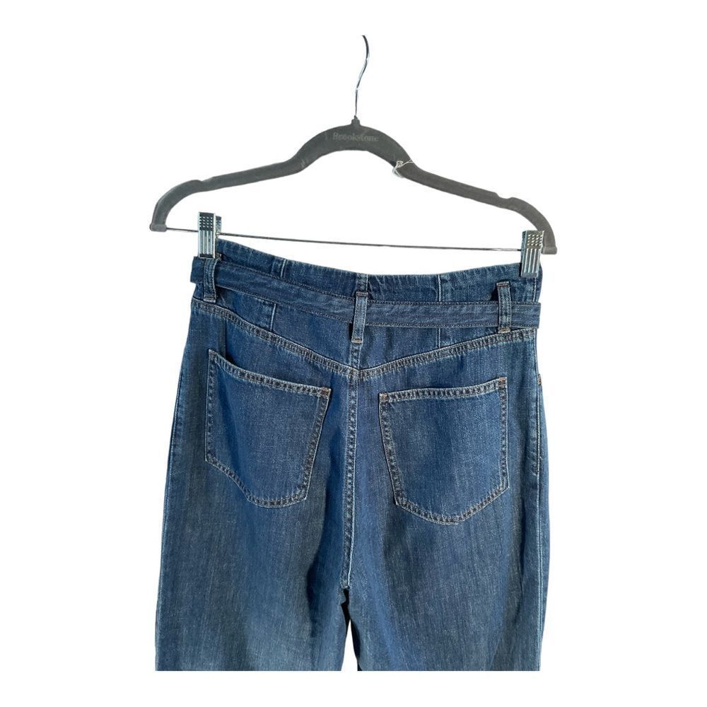 Uniqlo Women Jeans Size 25 Inch Blue High Rise Belted Paperbag Fit Denim - Picture 6 of 15